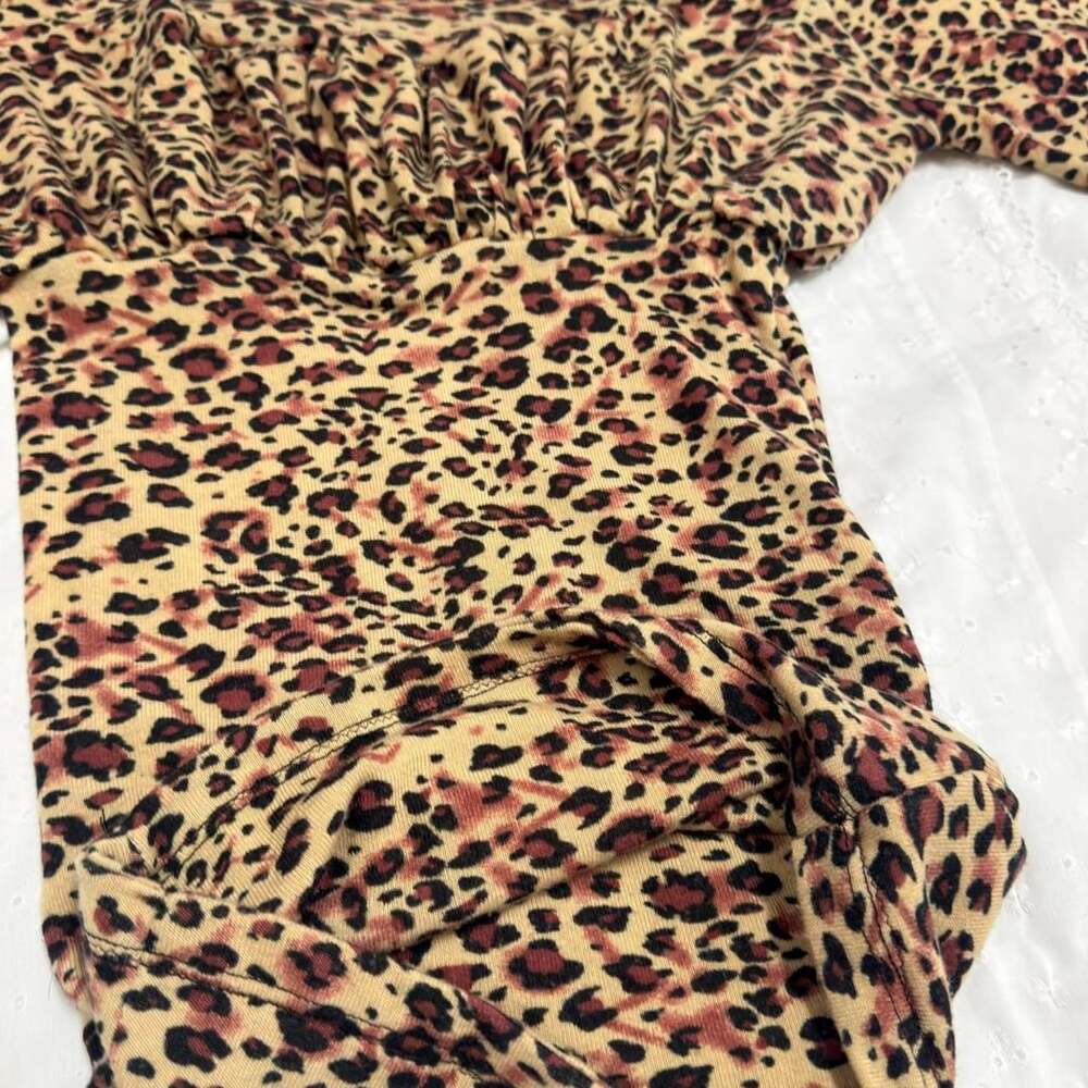 Arden B. Leopard Print Ruched Top Y2K Reworked - Picture 6 of 6